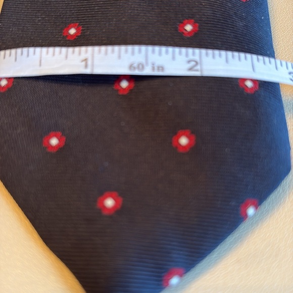 Dior Navy Blue and Red Mini Flower Men's Tie - Picture 5 of 5